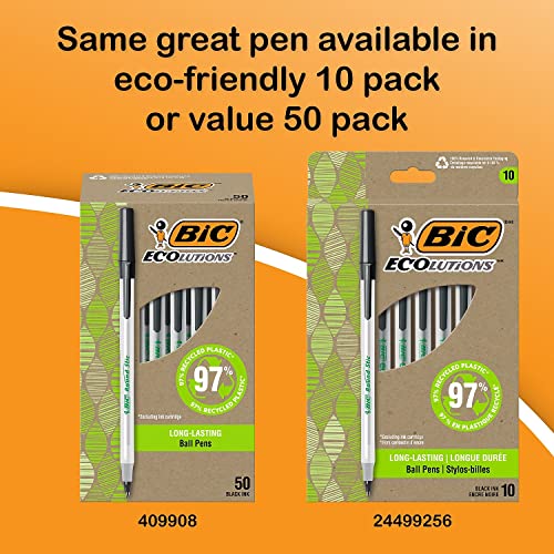 BIC Round Stic Xtra Life Ballpoint Pen, Medium Point (1.0mm), Black, 10-Count-UPStoxs