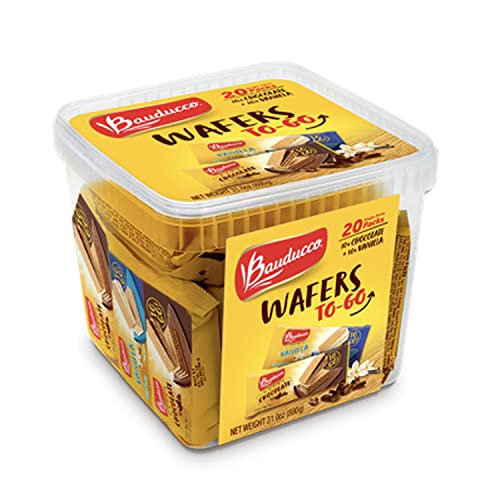 Bauducco Chocolate & Vanilla Wafer Cookies - Convenient Single Serve Wafer Cookies With 3 Layers of Cream - Delicious Sweet Snack on the go or Dessert 28.2oz (Pack of 20)-UPStoxs