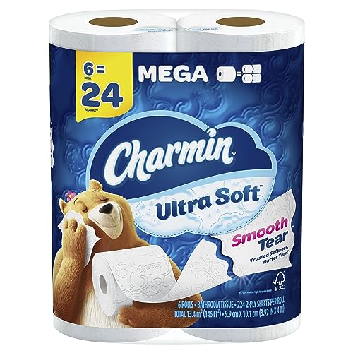 Charmin Ultra Soft Toilet Paper 6 Mega Rolls = 24 Regular Rolls-UPStoxs