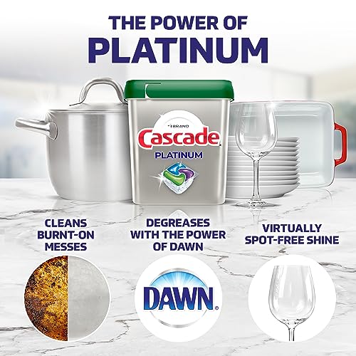 Cascade Platinum Dishwasher Pods, Detergent, Soap Pods, Actionpacs with Dishwasher Cleaner and Deodorizer Action, Fresh, 62 Count-UPStoxs