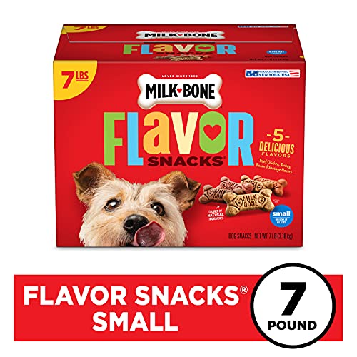 Milk-Bone Flavor Snacks Dog Treats, Small Biscuits, 7 Pound Crunchy Texture Helps Reduce Tartar-UPStoxs