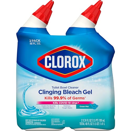 Clorox Toilet Bowl Cleaner, Clinging Bleach Gel, Ocean Mist - 24 Ounces, Pack of 2-UPStoxs