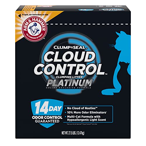 Arm & Hammer Cloud Control Platinum Multi-Cat Clumping Cat Litter with Hypoallergenic Light Scent, 14 Days of Odor Control, 27.5 lbs, Online Exclusive Formula-UPStoxs