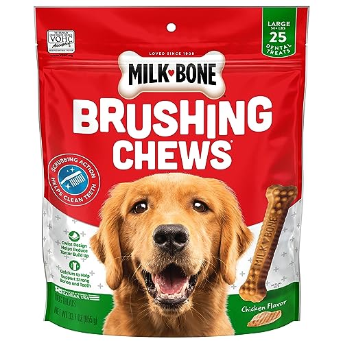 Milk-Bone Original Brushing Chews 25 Large Daily Dental Dog Treats Scrubbing Action Helps Clean Teeth-UPStoxs