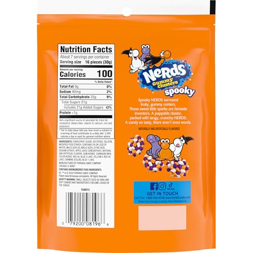 Nerds Spooky Gummy Clusters, Halloween Candy, Nerds Gummy Candies, 8 Ounce Treat Resealable Pouch-UPStoxs