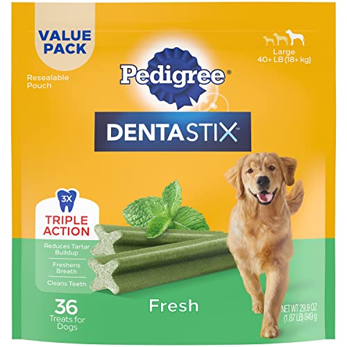 PEDIGREE DENTASTIX Dental Dog Treats for Large Dogs Fresh Flavor Dental Bones, 1.87 lb. Value Pack (36 Treats)-UPStoxs