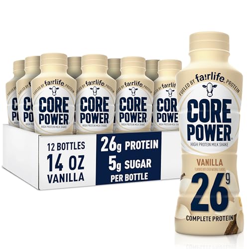 Core Power Fairlife 26g Protein Milk Shakes, Ready To Drink for Workout Recovery Liquid, Vanilla, 14 Fl Oz Bottle, kosher (Pack of 12)-UPStoxs