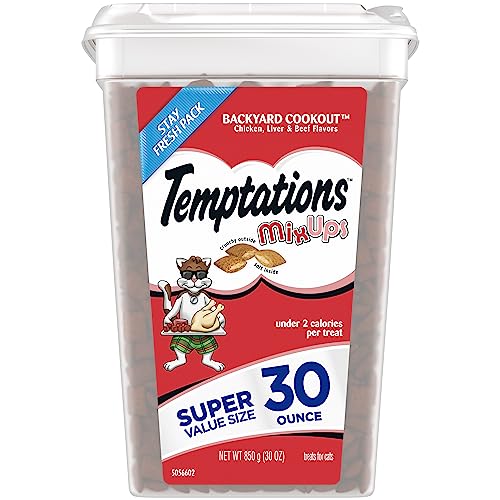 Temptations MixUps Backyard Cookout Flavor Crunchy and Soft Cat Treats, 30 oz. Tub-UPStoxs