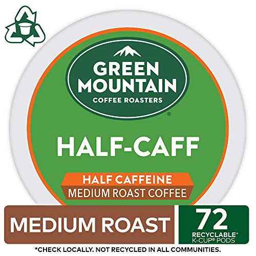 Green Mountain Coffee Roasters Half Caff Keurig Single-Serve K-Cup pods, Medium Roast Coffee, 72 Count (6 Packs of 12)-UPStoxs