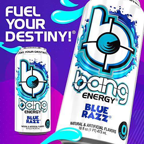 Bang Energy Blue Razz, Sugar-Free Energy Drink, 16-Ounce (Pack of 12)-UPStoxs