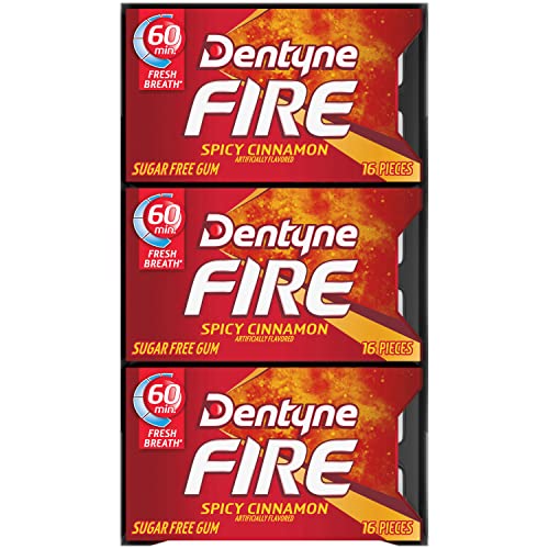 Dentyne Fire Spicy Cinnamon Sugar Free Gum, Pack of 9 (144 Total Pieces)-UPStoxs