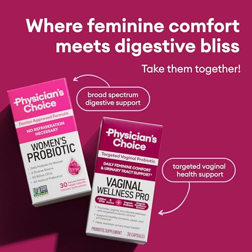 Physician's Choice Probiotics for Women - PH Balance, Digestive, UT, & Feminine Health - 50 Billion CFU - 6 Unique Strains for Women - Organic Prebiotics, Cranberry Extract+ - Women Probiotic - 30 CT-UPStoxs