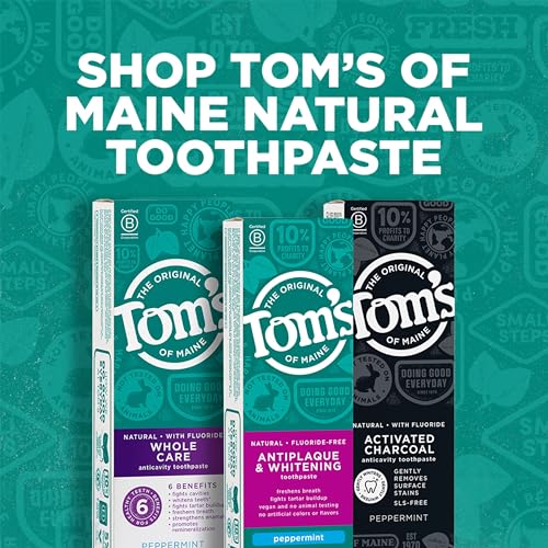 Tom's of Maine Fluoride-Free Antiplaque & Whitening Natural Toothpaste, Peppermint, 5.5 oz. (Pack of 2)-UPStoxs