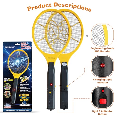 DEVOGUE® Electric Fly Swatter Bug Zapper Battery Operated Flies Killer Indoor & Outdoor Pest Control Mosquito Zapper and Insect Catcher Racket-UPStoxs