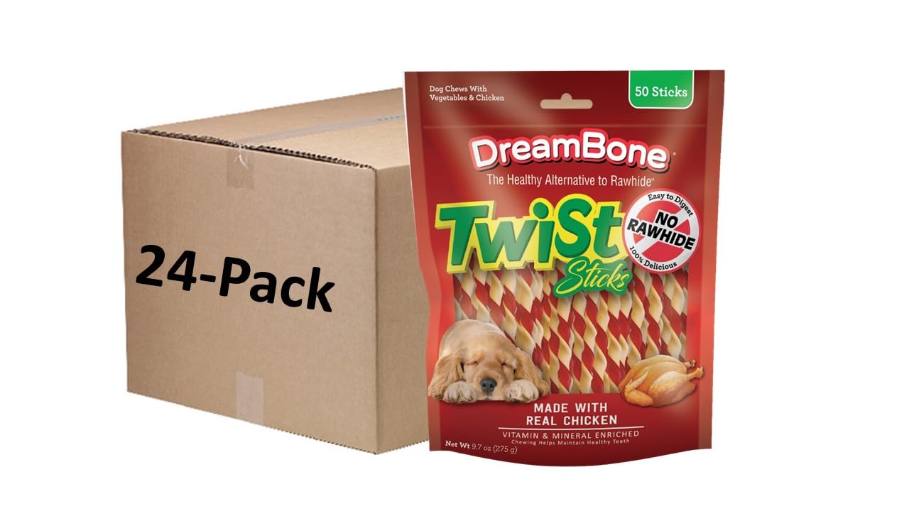 DreamBone Twist Sticks, Treat Your Dog to a Chew Made with Real Chicken and Vegetables-UPStoxs