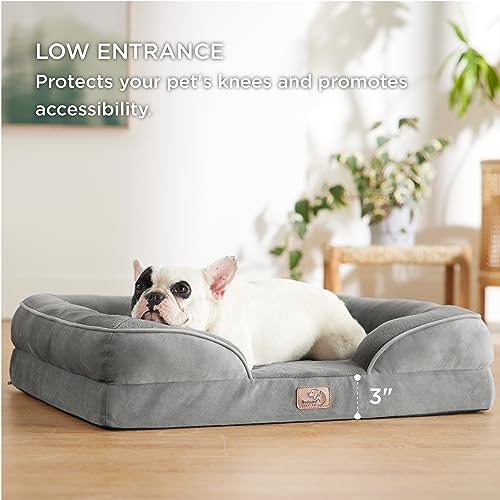 Bedsure Orthopedic Dog Bed for Medium Dogs - Waterproof Dog Sofa Beds Medium, Supportive Foam Pet Couch Bed with Removable Washable Cover, Waterproof Lining and Nonskid Bottom, Grey-UPStoxs