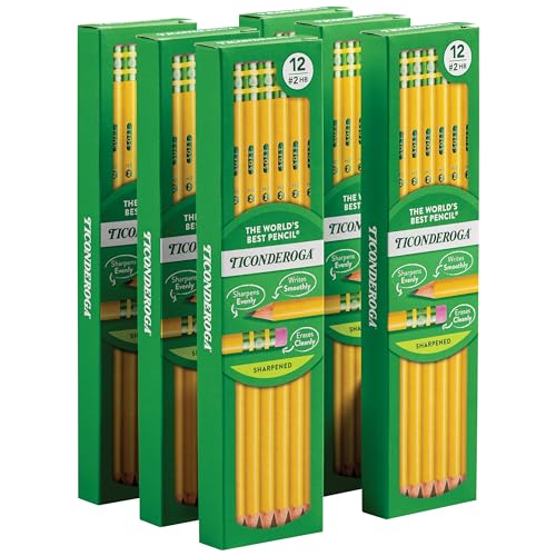 Ticonderoga Wood-Cased Pencils, Pre-Sharpened, 2 HB Soft, Yellow, 72 Count-UPStoxs