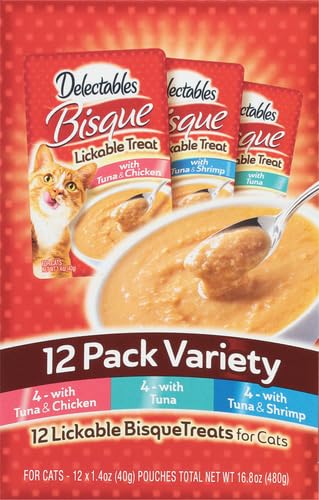 Delectables Bisque Lickable Wet Cat Treats - Chicken, Tuna & Shrimp, 12 count-UPStoxs