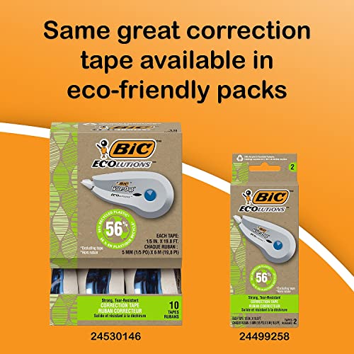 BIC Wite-Out Brand EZ Correct Correction Tape, 39.3 Feet, 2-Count Pack of white Correction Tape, Fast, Clean and Easy to Use Tear-Resistant Tape Office or School Supplies-UPStoxs