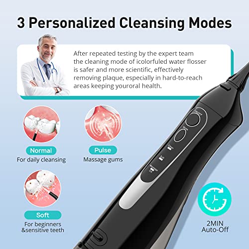 COSLUS Water Dental Flosser Teeth Pick: Portable Cordless Oral Irrigator 300ML Rechargeable Travel Irrigation Cleaner IPX7 Waterproof Electric Waterflosser Flossing Machine for Teeth Cleaning F5020E-UPStoxs