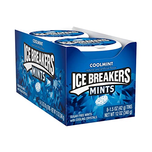 ICE BREAKERS Coolmint Sugar Free Breath Mints Tins, 1.5 oz (8 Count)-UPStoxs