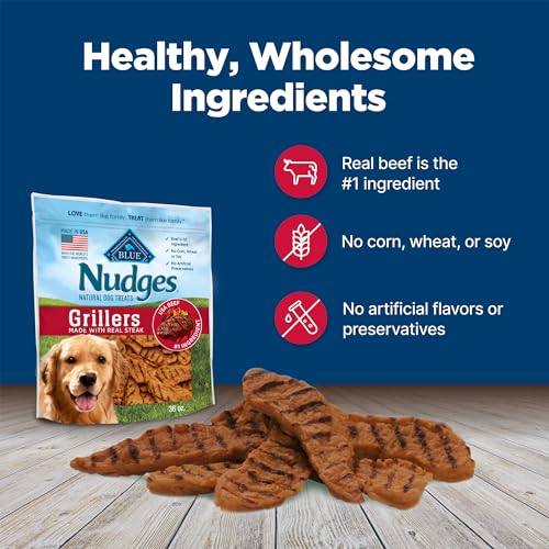 Blue Buffalo Nudges Grillers Natural Dog Treats with Real USA Beef, Made in the USA, Steak, 36-oz. Bag-UPStoxs