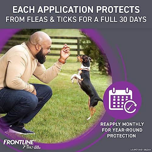 Frontline Plus Flea and Tick Treatment for Large Dogs Up to 45 to 88 lbs., 3 Treatments-UPStoxs