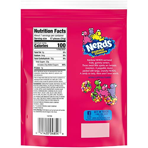 NERDS Gummy Clusters, Candy, Rainbow, Crunchy and Gummy, Back To School Sweet Treat, 8 oz-UPStoxs