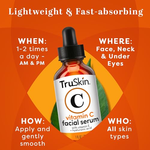 TruSkin Vitamin C Serum – Anti Aging Facial Serum with Vitamin C, Hyaluronic Acid, Vitamin E & More – Brightening Serum for Dark Spots, Even Skin Tone, Eye Area, Fine Lines & Wrinkles, 2 Fl Oz-UPStoxs