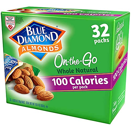 Blue Diamond Almonds Whole Natural Raw Snack Nuts, 100 Calorie Travel Bags, 32 count-UPStoxs