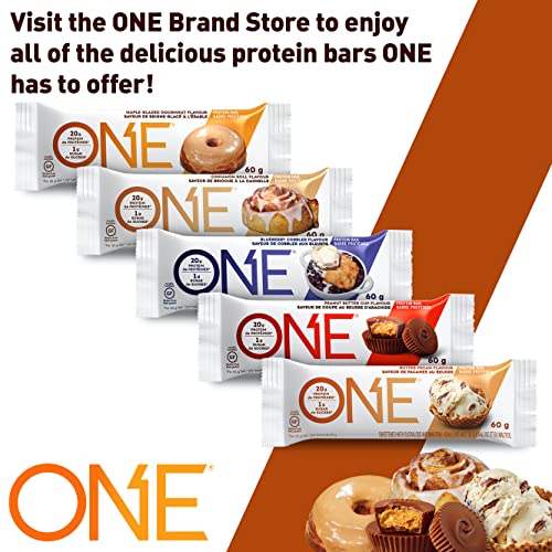 ONE Protein Bars, Maple Glazed Doughnut, Gluten Free Protein Bars with 20g Protein and 1g Sugar, Pantry Staples, 2.12 oz (12 Count)-UPStoxs