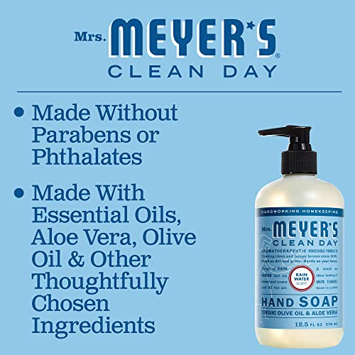 MRS. MEYER'S CLEAN DAY Hand Soap, Made with Essential Oils, Biodegradable Formula, Rain Water, 12.5 fl. oz - Pack of 3-UPStoxs