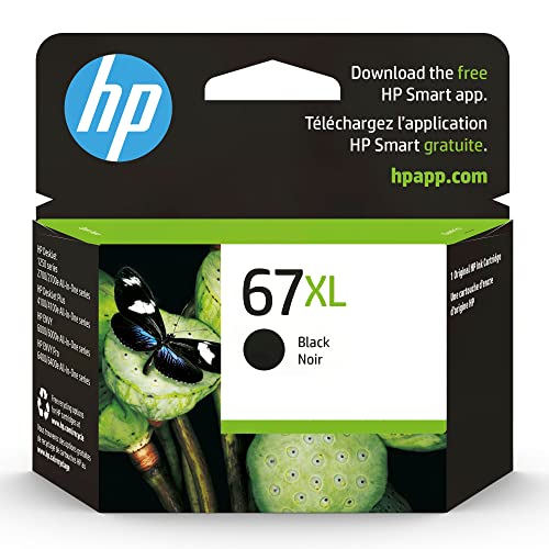 HP 67XL Black High-yield Ink Cartridge | Works with HP DeskJet 1255, 2700, 4100 Series, HP ENVY 6000, 6400 Series | Eligible for Instant Ink | One Size | 3YM57AN-UPStoxs