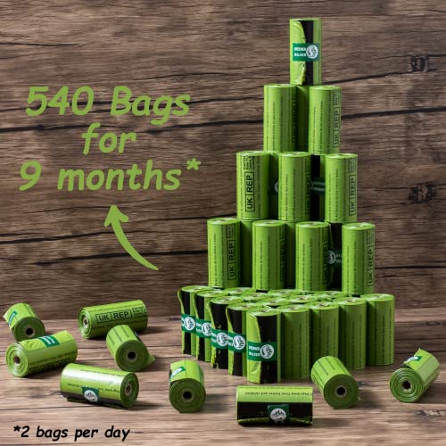 Greener Walker Poop Bags for Dog Waste-540 Bags,Extra Thick Strong 100% Leak Proof Dog Waste Bags (Green)-UPStoxs