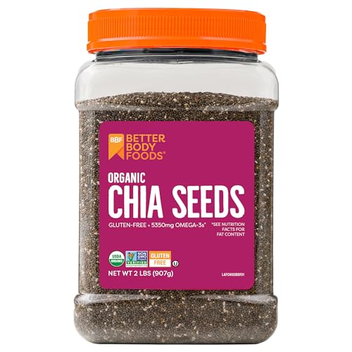 BetterBody Foods Organic Chia Seeds 2 lbs, 32 Oz, with Omega-3, Non-GMO, Gluten Free, Keto Diet Friendly, Vegan, Good Source of Fiber-UPStoxs