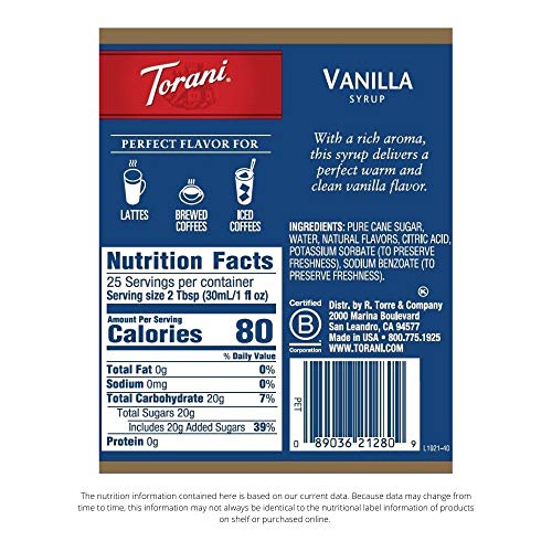 Torani Syrup, Vanilla, 25.4 Ounces (Pack of 4)-UPStoxs