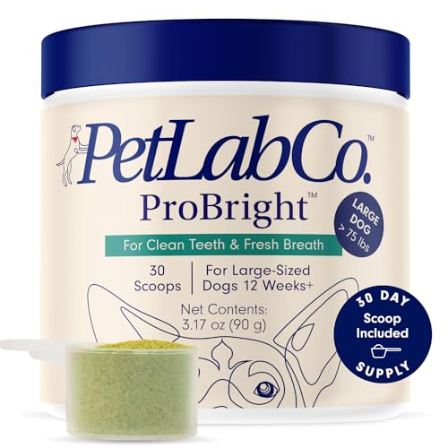 PetLab Co. ProBright Dental Powder - Dog Breath Freshener - Teeth Cleaning Made Easy – Targets Tartar & Bad Breath - Formulated for Large Dogs-UPStoxs