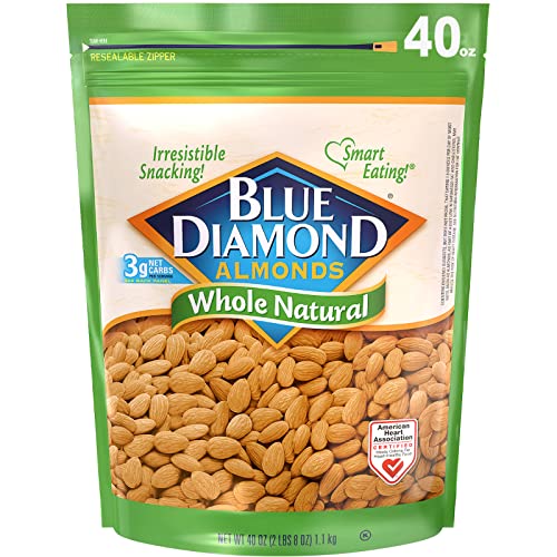 Blue Diamond Almonds Whole Natural Raw Snack Nuts, 40 Oz Resealable Bag (Pack of 1)-UPStoxs