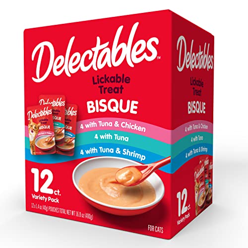 Delectables Bisque Lickable Wet Cat Treats - Chicken, Tuna & Shrimp, 12 count-UPStoxs