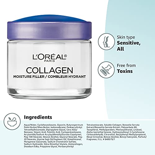 L'Oreal Paris Collagen Daily Face Moisturizer, Reduce Wrinkles, Face Cream 3.4 oz-UPStoxs