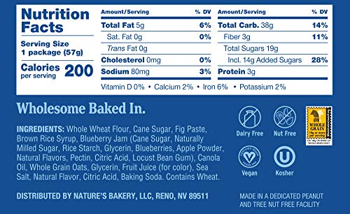 Nature's Bakery Whole Wheat Fig Bars, Blueberry, Real Fruit, Vegan, Non-GMO, Snack bar, Twin packs- 12 count-UPStoxs