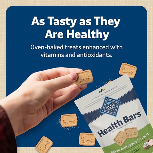 Blue Buffalo Health Bars Natural Crunchy Dog Treats Biscuits, Apple & Yogurt 16-oz Bag-UPStoxs