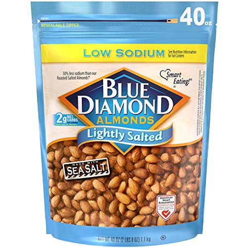 Blue Diamond Almonds Low Sodium Lightly Salted Snack Nuts, 40 Oz Resealable Bag (Pack of 1)-UPStoxs