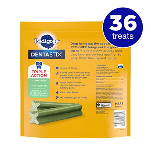 PEDIGREE DENTASTIX Dental Dog Treats for Large Dogs Fresh Flavor Dental Bones, 1.87 lb. Value Pack (36 Treats)-UPStoxs