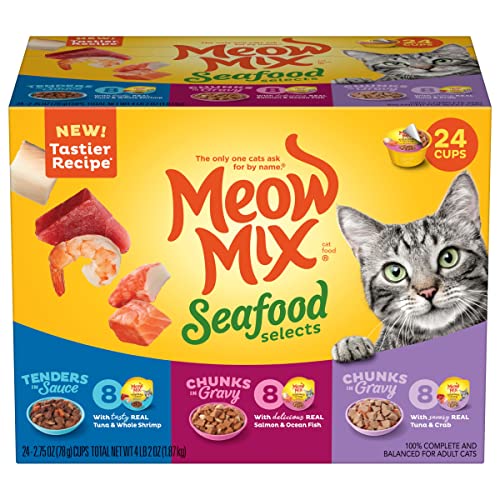 Meow Mix Seafood Selects Wet Cat Food Variety Pack, 2.75 Ounce (Pack of 24)-UPStoxs