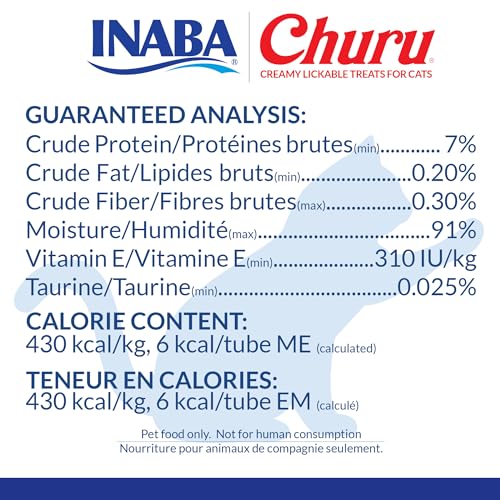 INABA Churu Cat Treats, Grain-Free, Lickable, Squeezable Creamy Purée Cat Treat/Topper with Vitamin E & Taurine, 0.5 Ounces Each Tube, 50 Tubes, Tuna & Chicken Variety-UPStoxs