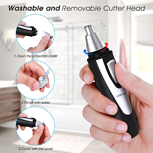 Ear and Nose Hair Trimmer Clipper - 2024 Professional Painless Eyebrow & Facial Hair Trimmer for Men Women,Battery-Operated Trimmer with IPX7 Waterproof,Dual Edge Blades for Easy Cleansing Black-UPStoxs