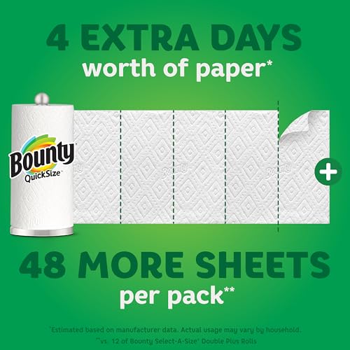 Bounty Quick-Size Paper Towels, White, 12 Family Rolls = 30 Regular Rolls-UPStoxs