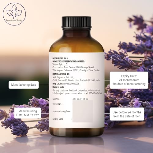 MAJESTIC PURE Lavender Essential Oil with Glass Dropper | 100% Pure and Natural Lavender Oil | Premium Grade Essential Oils for Diffusers, Skin, Aromatherapy, Massage | 4 Fl Oz-UPStoxs