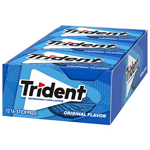 Trident Original Flavor Sugar Free Gum, 12 Packs of 14 Pieces (168 Total Pieces)-UPStoxs